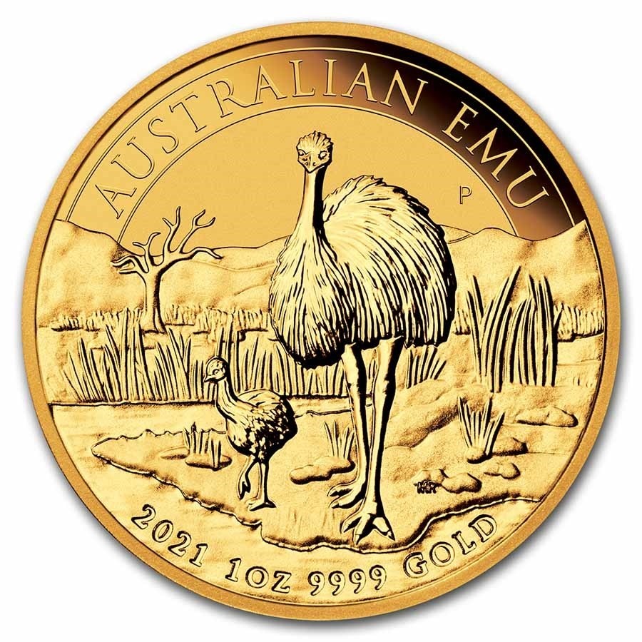 1oz Perth Mint Gold Emu Bullion Coin 2021