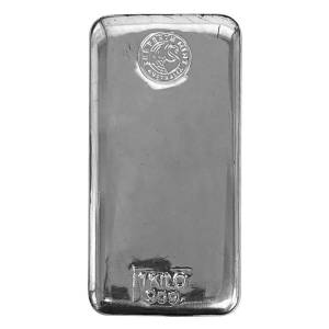 1kg Perth Mint Silver Bar Classic look